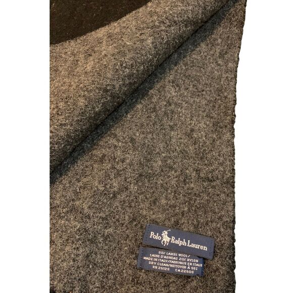 Ralph Lauren POLO Lambs Wool Two Sided Fringe Scarf - Picture 4 of 5